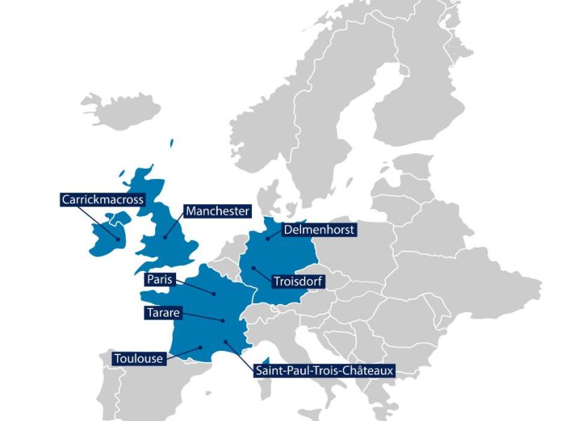 Gerflor Europakarte mit Standorten